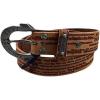 True Religion Womens Jeans Leather Belt Brown Script Hardware Logo Horseshoe Buckle (22)