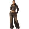 True Religion Women’s Jessie Super Baggy Jeans – Flap Pockets & Super T Stitching(Cocoa Crumble)
