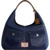 True Religion Women’s Shoulder Bag Purse, Large Hobo Handbag with Front Pockets(Denim)