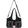 True Religion womens True Religion Women’s Satchel Bag, Crossbody Purse Handbag With Horseshoe Logo Stitching(Black)