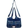 True Religion womens True Religion Women’s Satchel Bag, Crossbody Purse Handbag With Horseshoe Logo Stitching(Dark Denim)