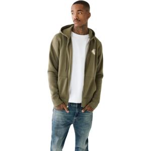 True Religion Men’s Puff Print Core Zip Up Hoodie for Men – Y2K Graphic Hoodie, Mens Hoodies with Oversized Graphic(Kalamata)