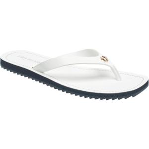 True Religion Women’s Flip Flop Sandals – Lightweight Rubber Sole with Iconic Logo Detail(White)