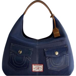 True Religion Women’s Shoulder Bag Purse, Large Hobo Handbag with Front Pockets(Denim)