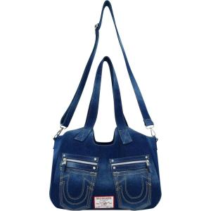 True Religion womens True Religion Women’s Satchel Bag, Crossbody Purse Handbag With Horseshoe Logo Stitching(Dark Denim)