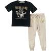 True Religion Boys Fashion for the Sense Short Sleeve Tee and Jogger Set 523595BK(Black/Beige)