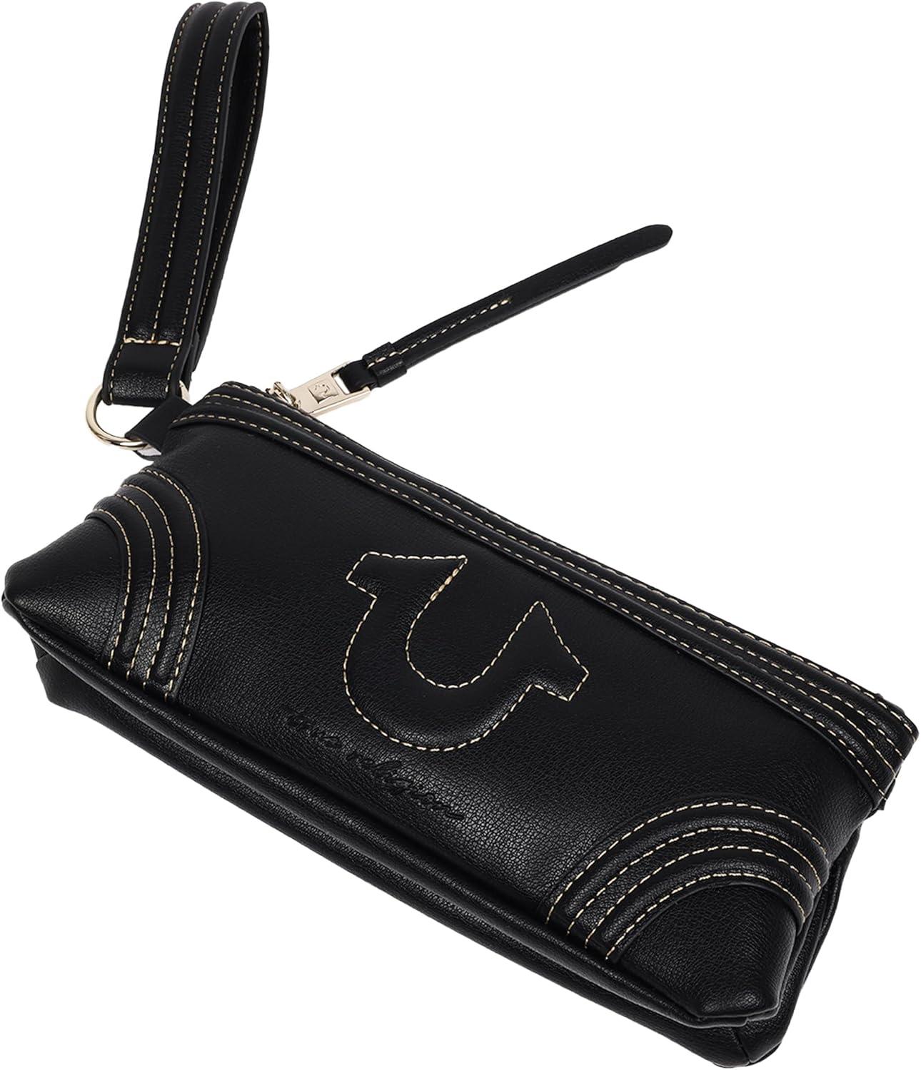 imageTrue Religion Womens Bombe Horseshoe Wristlet Wallet with Zip Closure Black