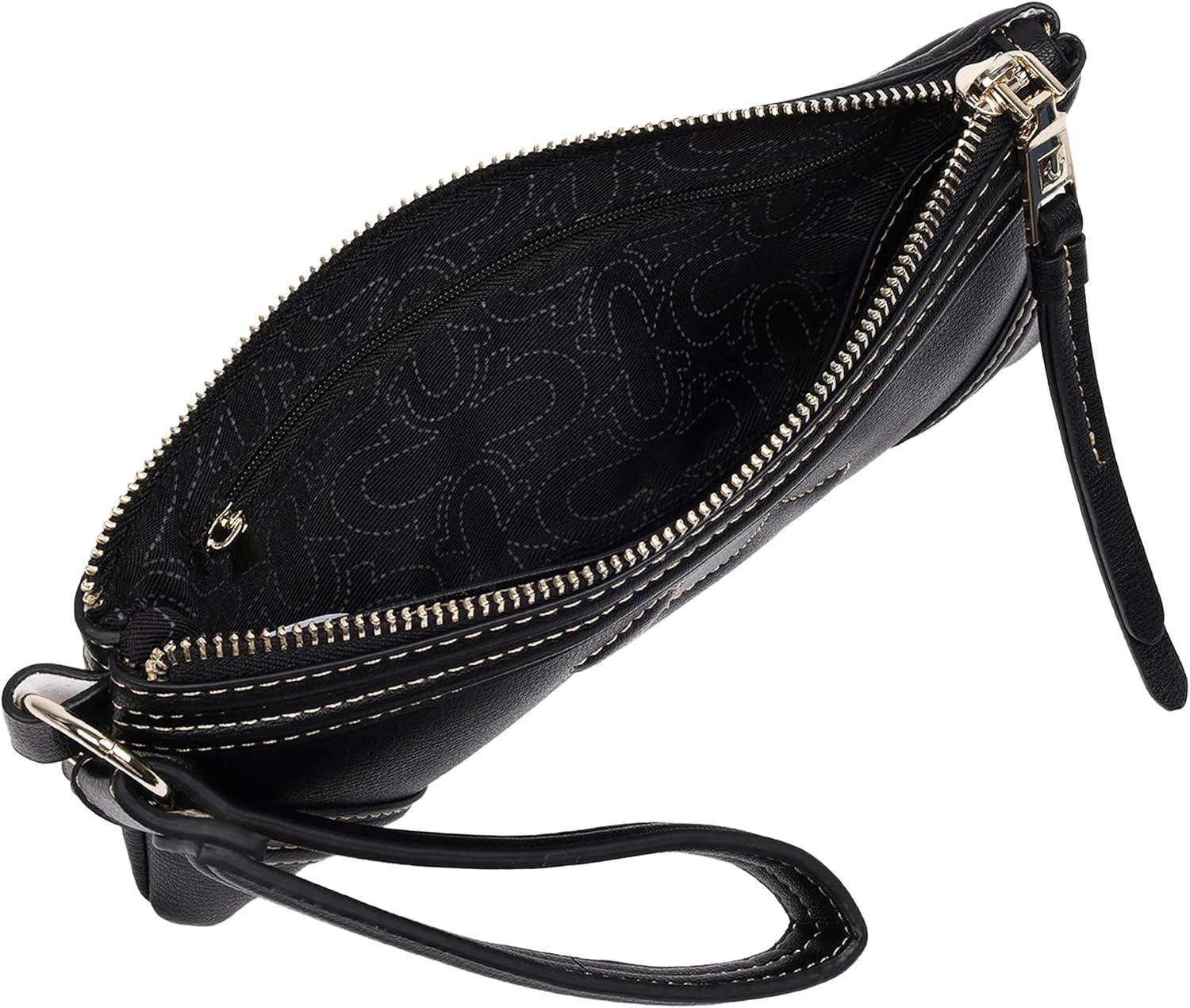imageTrue Religion Womens Bombe Horseshoe Wristlet Wallet with Zip Closure Black