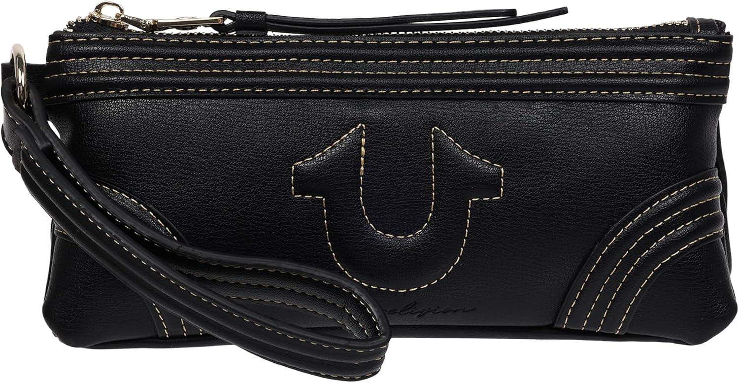 imageTrue Religion Womens Bombe Horseshoe Wristlet Wallet with Zip Closure Black