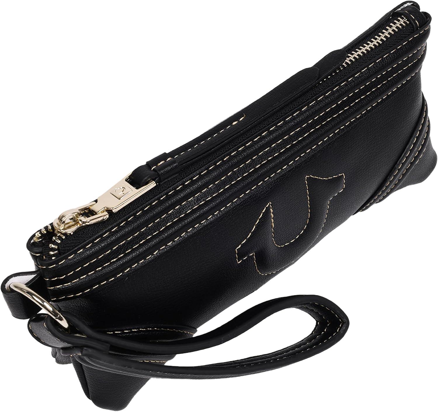 imageTrue Religion Womens Bombe Horseshoe Wristlet Wallet with Zip Closure Black