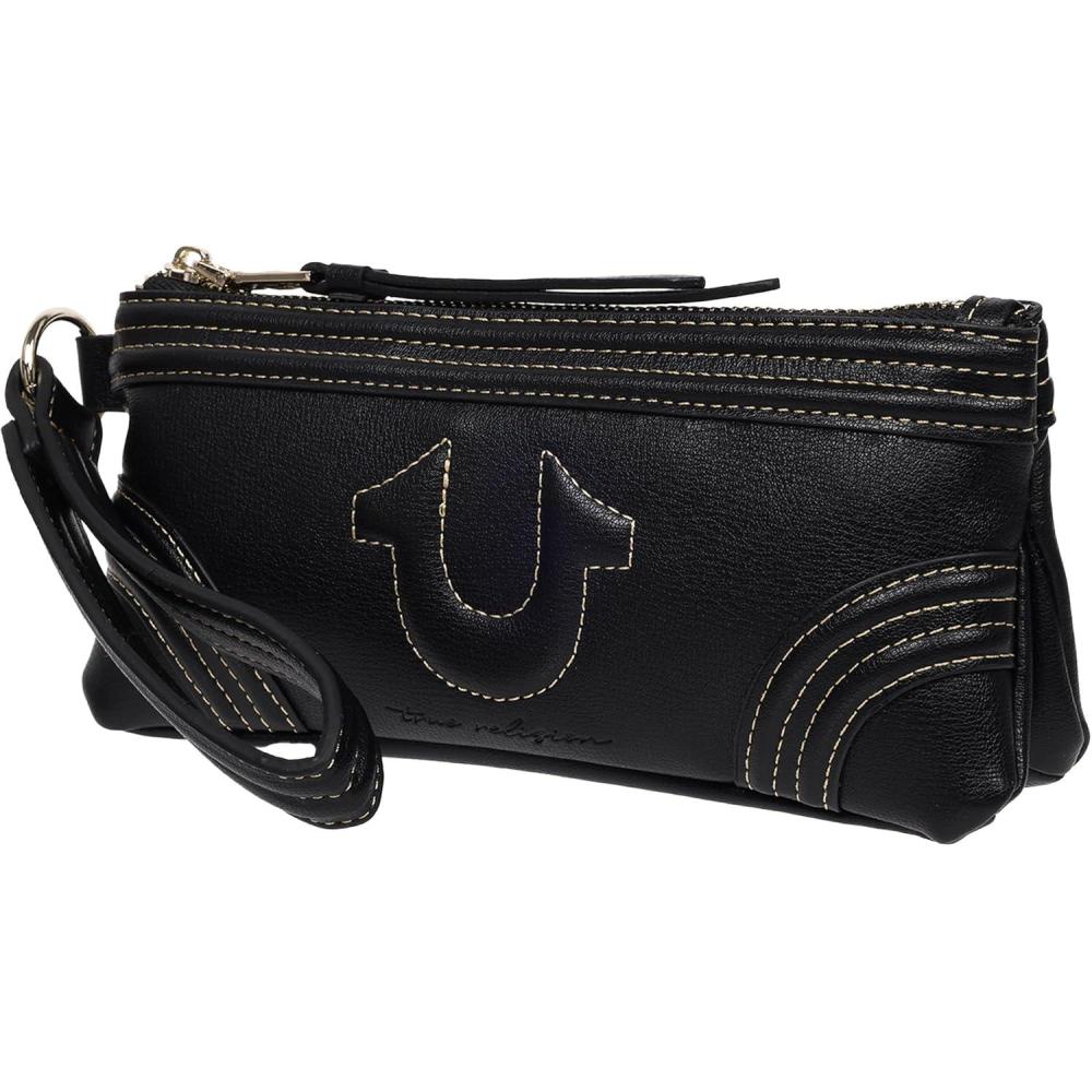 imageTrue Religion Womens Bombe Horseshoe Wristlet Wallet with Zip Closure Black