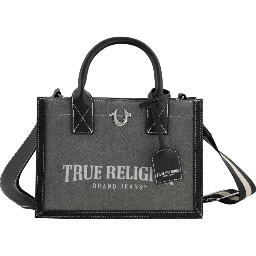 imageTrue Religion Womens Tote Bag Medium Travel Purse Handbag with Adjustable Shoulder Strap and Horseshoe LogoLight Grey