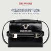True Religion Crossbody Bag, Buckle Tab Flap Purse with Contrast Stitching, Multi-Compartment Interior and Silver Hardware, Black