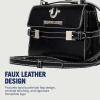 True Religion Crossbody Bag, Buckle Tab Flap Purse with Contrast Stitching, Multi-Compartment Interior and Silver Hardware, Black