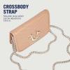 True Religion Crossbody Bag, Horseshoe Multi Stud Flap Purse with Chain Strap, Quilted Chevron Design and Gold Hardware(Camel)