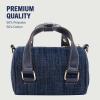 True Religion Denim Buckle Strap Mini Satchel Bag, Structured Dark Denim Crossbody Handbag, Dark Denim