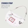 True Religion Hobo Bag, Women’s Shoulder Handbag with Grommet Chain Strap, White