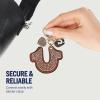 True Religion Rhinestone Horseshoe Bag Charm, Gold Hardware Keychain with Heart Pendants, Cognac