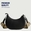 True Religion Women’s Shoulder Bag Purse, Crescent Hobo Handbag with Adjustable Removable Strap and Horseshoe Logo(Black)