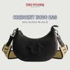True Religion Women’s Shoulder Bag Purse, Crescent Hobo Handbag with Adjustable Removable Strap and Horseshoe Logo(Black)