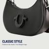 True Religion Women’s Shoulder Bag Purse, Crescent Hobo Handbag with Adjustable Removable Strap and Horseshoe Logo(Black)