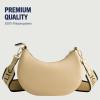 True Religion Women’s Shoulder Bag Purse, Crescent Hobo Handbag with Adjustable Removable Strap and Horseshoe Logo(Camel)
