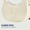 True Religion Women’s Shoulder Bag Purse, Crescent Hobo Handbag with Adjustable Removable Strap and Horseshoe Logo(Ivory)