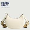 True Religion Women’s Shoulder Bag Purse, Crescent Hobo Handbag with Adjustable Removable Strap and Horseshoe Logo(Ivory)