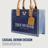 True Religion Women’s Tote Bag, Medium Travel Purse Handbag with Adjustable Shoulder Strap and Horseshoe Logo(Denim)