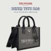 True Religion Women’s Tote Bag, Medium Travel Purse Handbag with Adjustable Shoulder Strap and Horseshoe Logo(Light Grey)