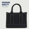True Religion womens True Religion Mini Tote Bag With Logo Strap, Structured Casual Purse With Top Handles and Crossbody(Black)