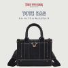 True Religion womens True Religion Mini Tote Bag With Logo Strap, Structured Casual Purse With Top Handles and Crossbody(Black)