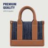 True Religion womens True Religion Mini Tote Bag With Logo Strap, Structured Casual Purse With Top Handles and Crossbody(Dark Denim)