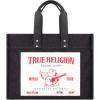 True Religion Large Tote Bag, Canvas Travel Carryall Shoulder Handbag(Black)
