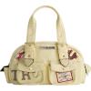 True Religion Satchel Bag, Multi-Patch Women’s Handbag with Adjustable Shoulder Strap, Beige, One Size