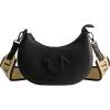 True Religion Women’s Shoulder Bag Purse, Crescent Hobo Handbag with Adjustable Removable Strap and Horseshoe Logo(Black)