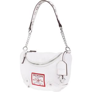 True Religion Hobo Bag, Women’s Shoulder Handbag with Grommet Chain Strap, White