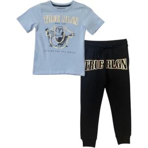True Religion Boys Fashion for the Sense Short Sleeve Tee and Jogger Set 523595(Blue/Black)