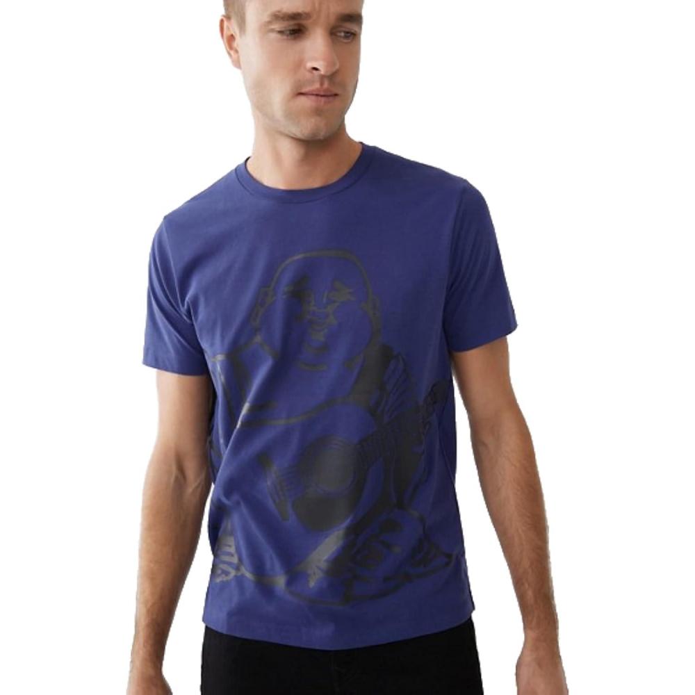 imageTrue Religion Mens Oversized Buddha Short Sleeve Crew Neck TeeBlue Ribbon