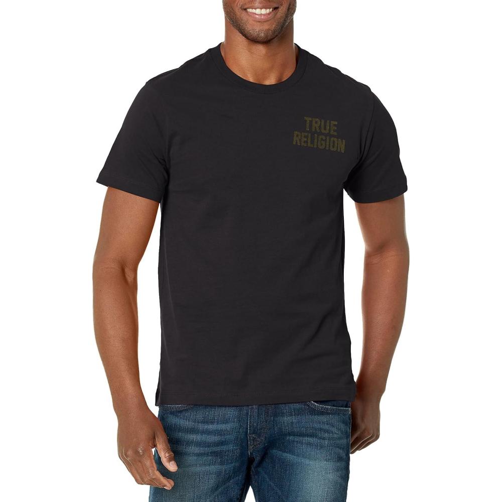 imageTrue Religion Mens Short Sleeve Og Buddha Brand TeeJet Black