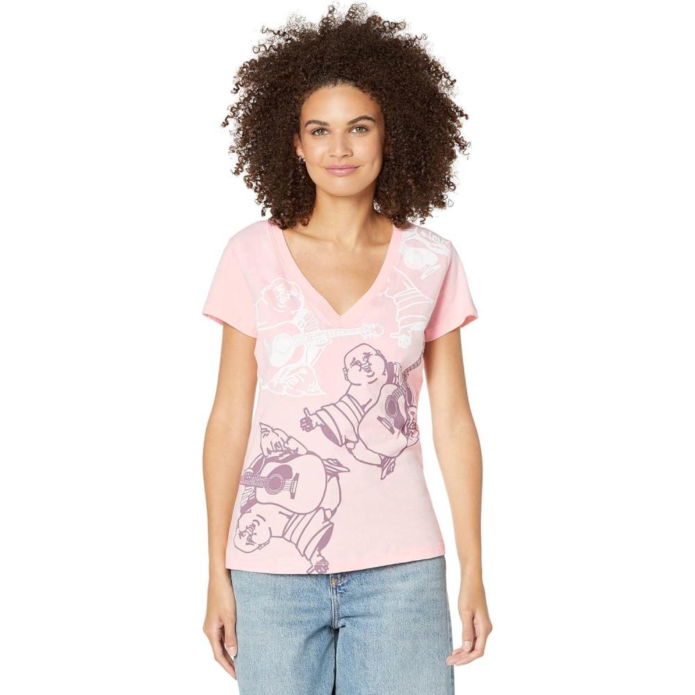 imageTrue Religion Womens Allover Buddha Slim V TeeImpatiens Pink