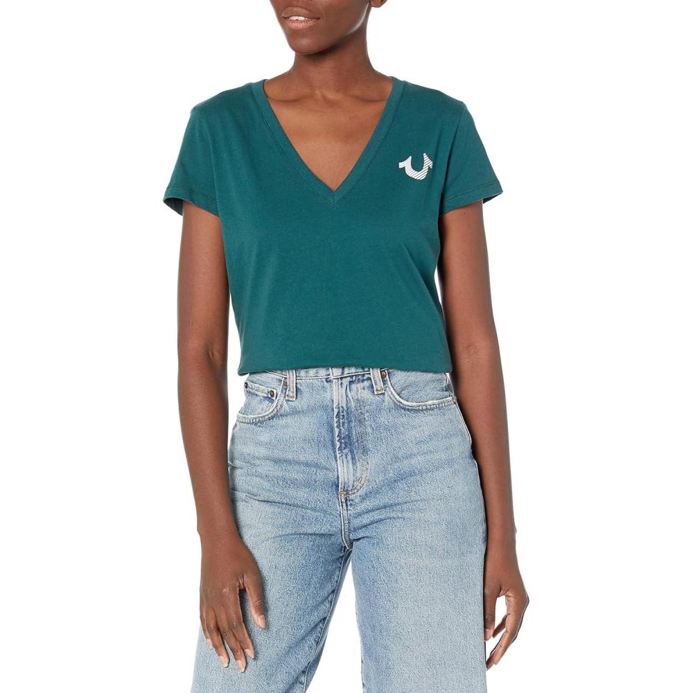 imageTrue Religion Womens Gradient Tr Slim V Neck TeeReflecting Pond