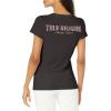 True Religion Women’s Arched Logo Slim V Tee(Jet Black)