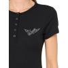 True Religion Womens Crystal Logo S/S Henlet Top(Jet Black)