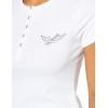 True Religion Womens Crystal Logo S/S Henlet Top(Optic White)