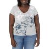True Religion Womens Allover Buddha Slim V Tee(Heather Grey)