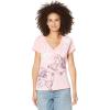 True Religion Womens Allover Buddha Slim V Tee(Impatiens Pink)