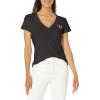 True Religion Women’s Arched Logo Slim V Tee(Jet Black)