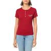 True Religion Womens Crystal Logo S/S Henlet Top(Red Dahlia)