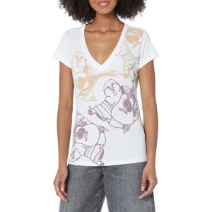 True Religion Womens Allover Buddha Slim V Tee(Optic White)